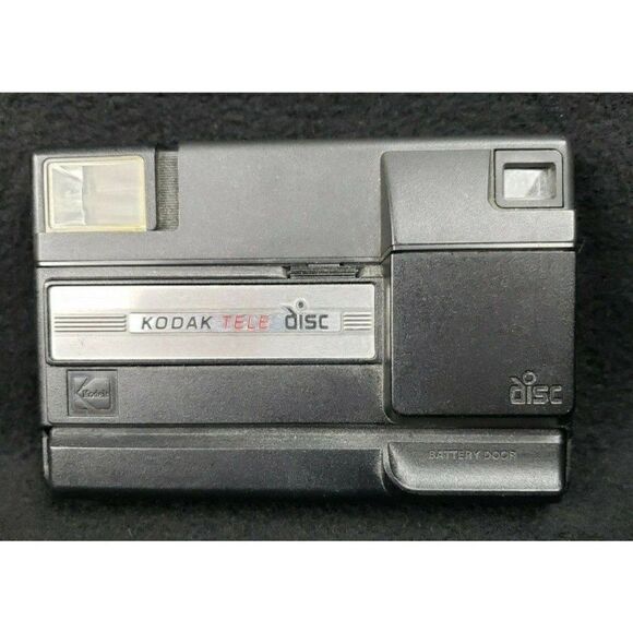 Vintage 80s Kodak Tele Disc Camera Flash Black Small Compact USA Electronic Prop - Picture 2 of 7